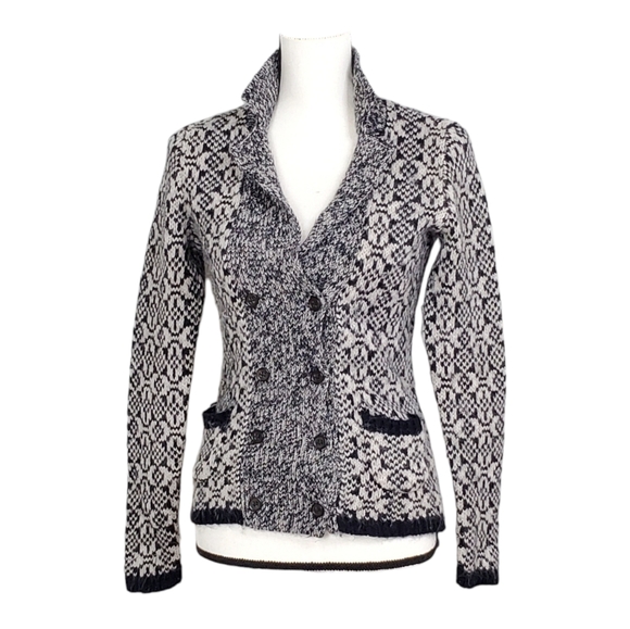 Banana Republic Nordic Soft Wool Blend Fairisle Double Breasted Cardigan Peacoat - Picture 1 of 15